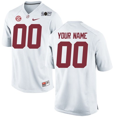 Alabama Crimson Tide Men's Custom #00 White NCAA Nike Authentic Stitched Playoff Embroidered College Football Jersey TE16E50BQ
